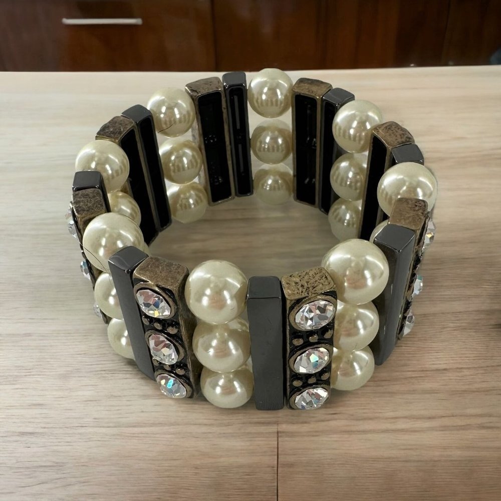 Lia Sophia Classique Pearl Rhinestone Stretch Bracelet